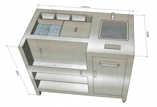 QUẦY INOX PHA CHẾ KHÔNG KỆ - DÀNH TIỆM CÀ PHÊ, PUB